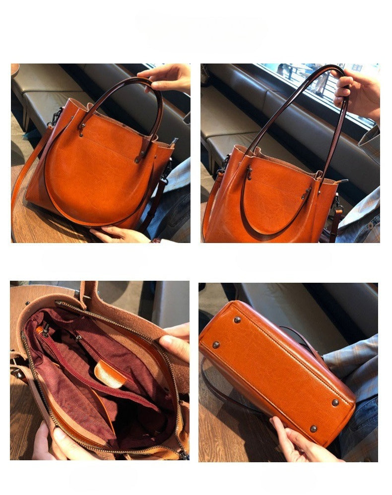 Leather Versatile Underarm Tote Bag