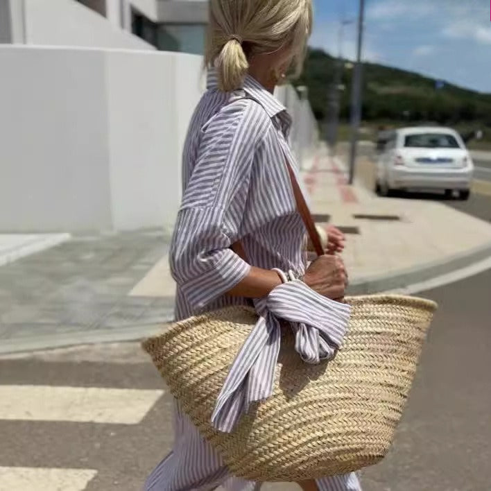 Striped split shirt skirt
