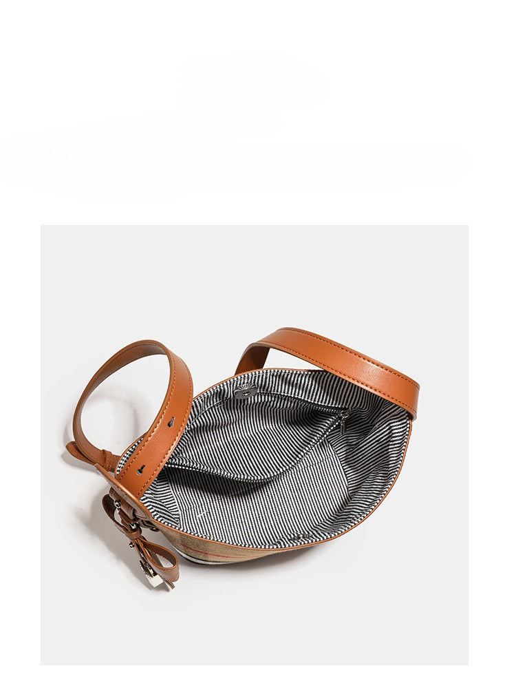 Fabric bucket portable shoulder bag