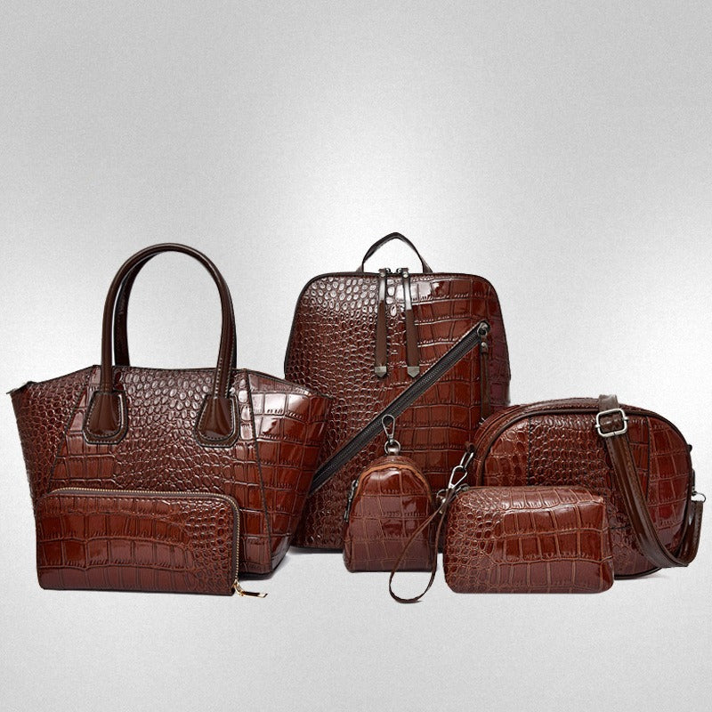 Crocodile pattern six-piece child and mother bag