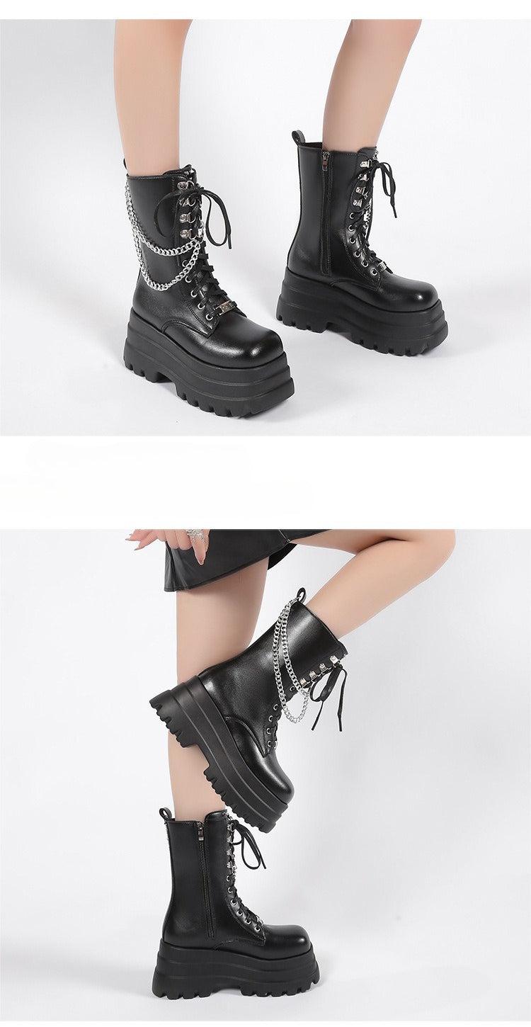 Chain mid-tube martin boots