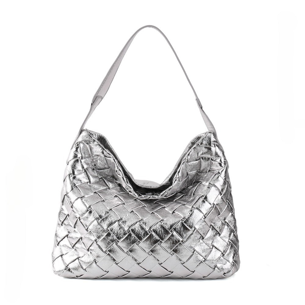 Portable soft leather shoulder tote bag