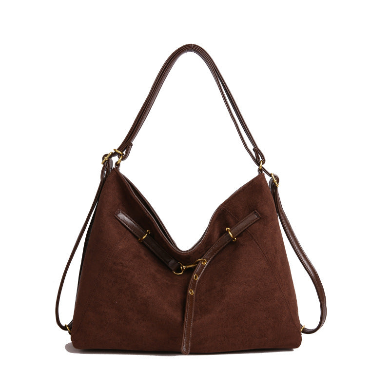 Suede tote shoulder messenger bag