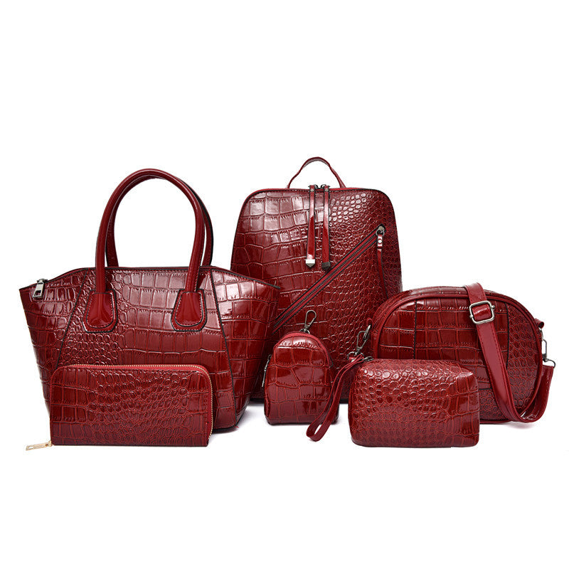 Crocodile pattern six-piece child and mother bag