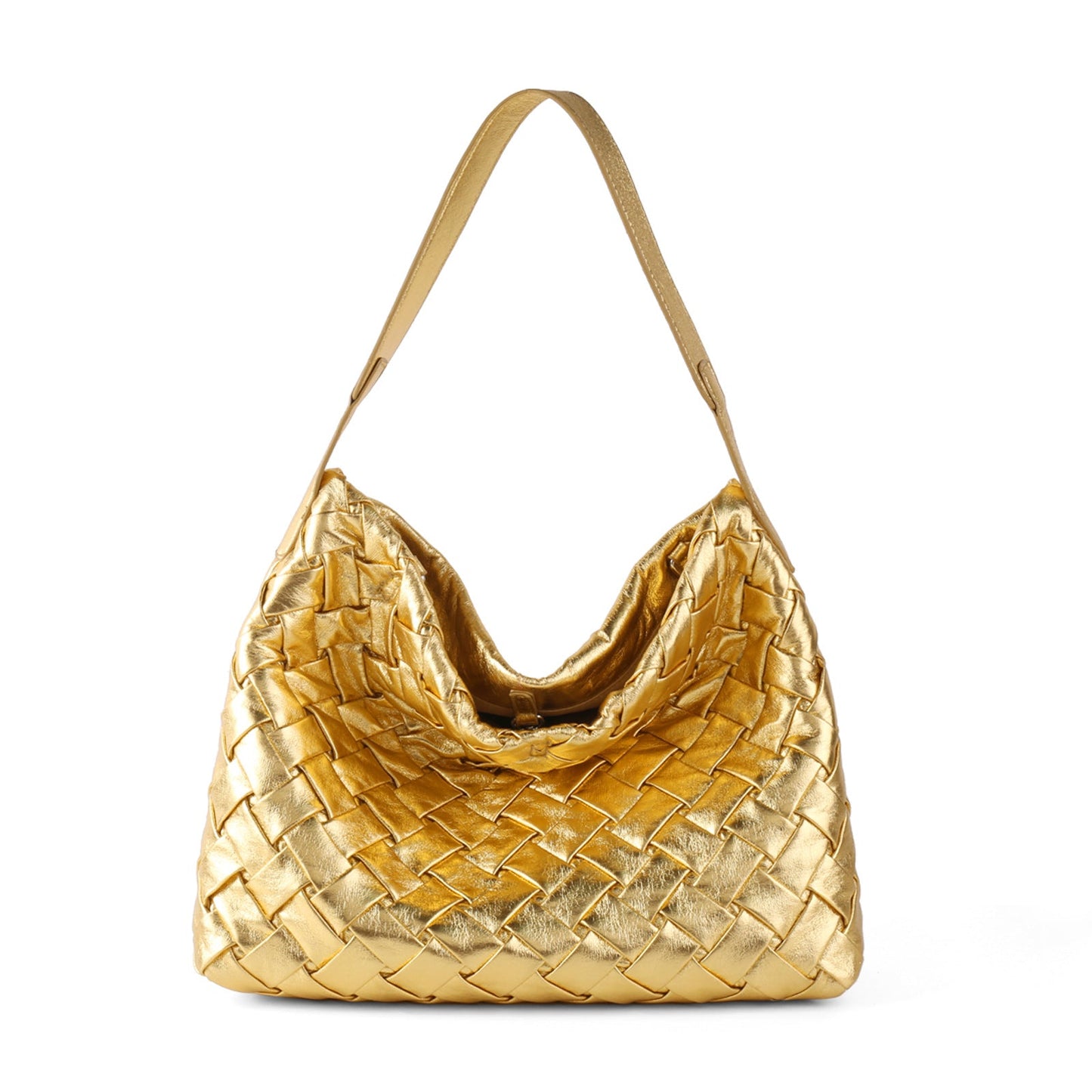 Portable soft leather shoulder tote bag