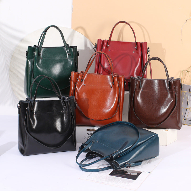 Leather Versatile Underarm Tote Bag