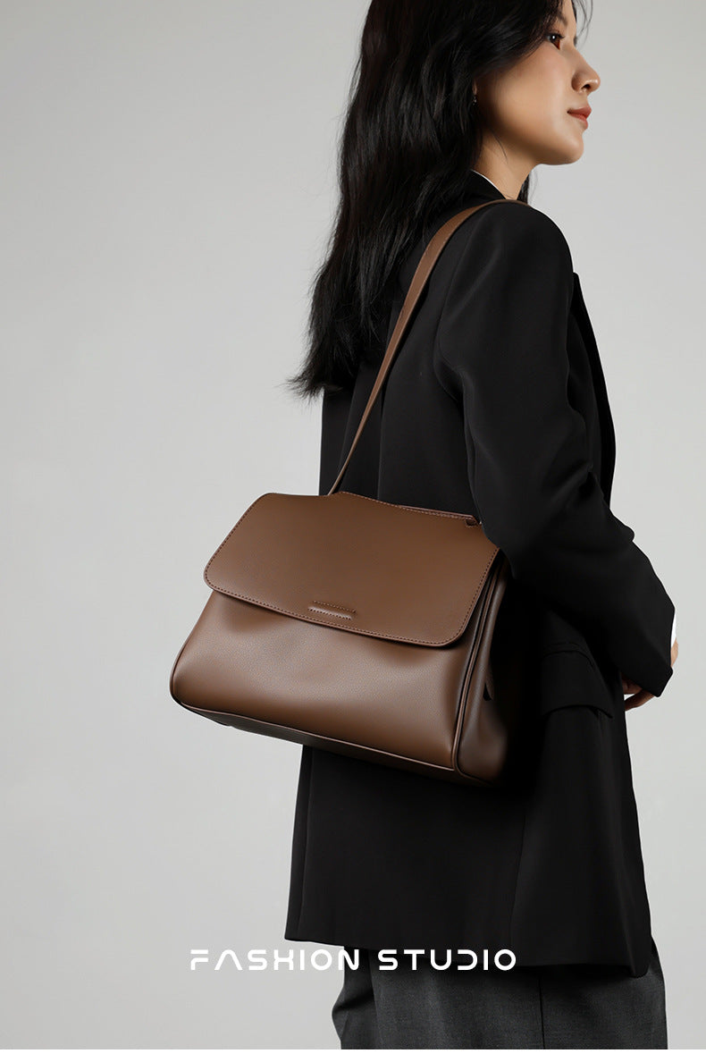 Leather tote large capacity messenger bag