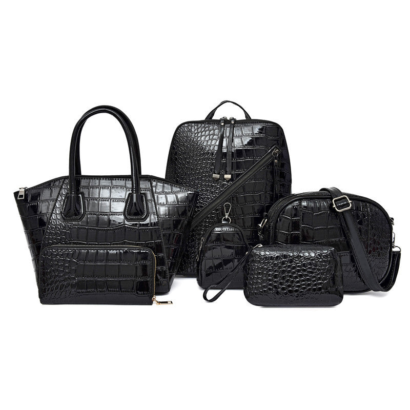 Crocodile pattern six-piece child and mother bag