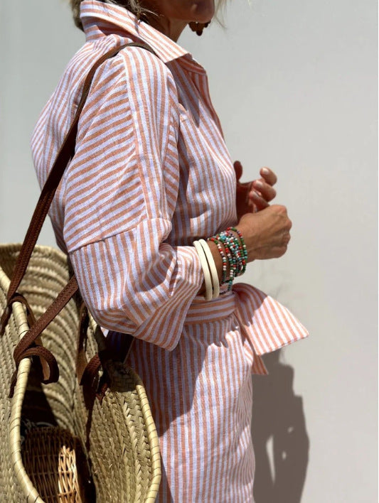 Striped split shirt skirt