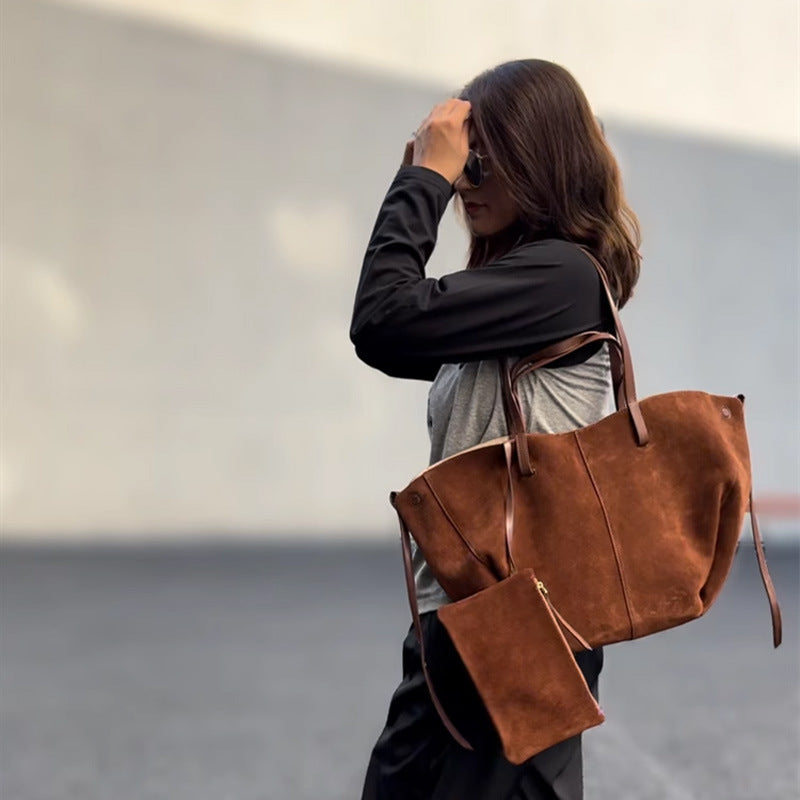 Suede shoulder armpit bag