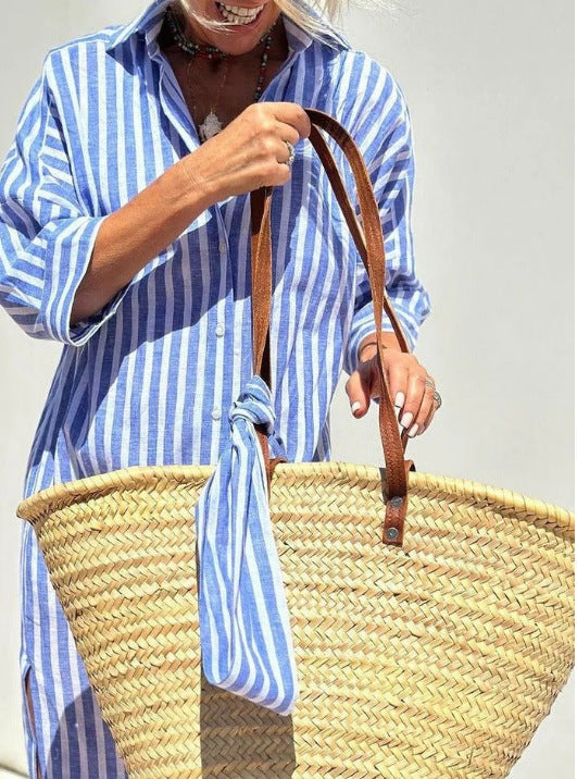 Striped split shirt skirt