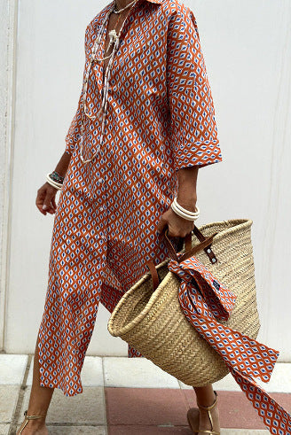 Striped split shirt skirt