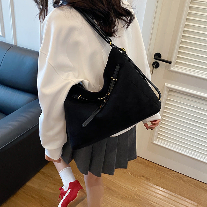 Suede tote shoulder messenger bag