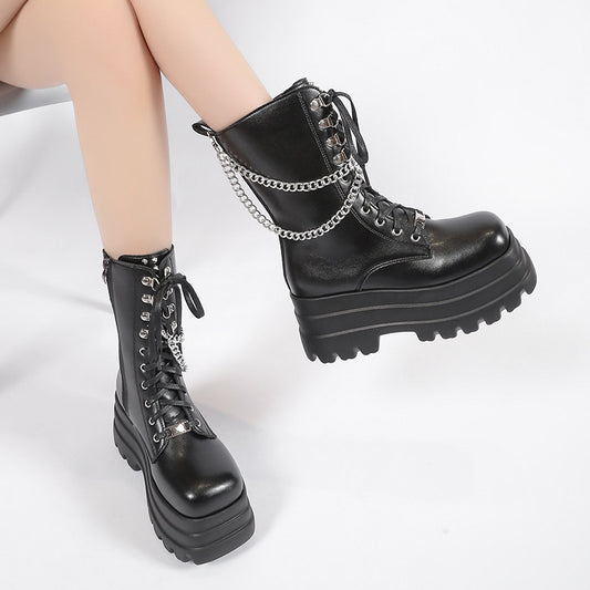 Chain mid-tube martin boots