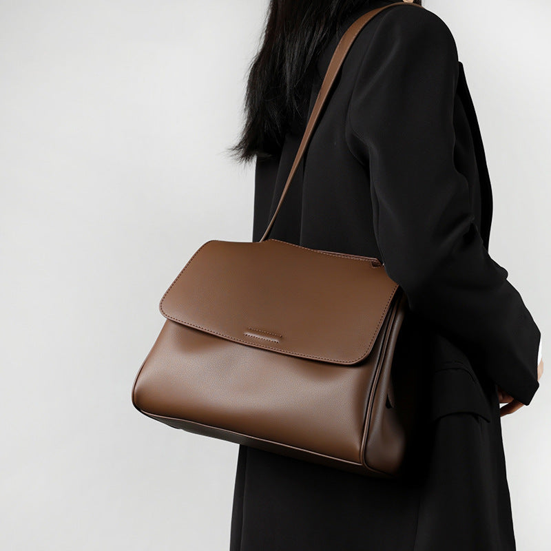Leather tote large capacity messenger bag