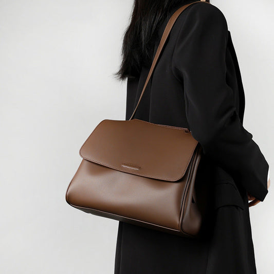 Leather tote large capacity messenger bag