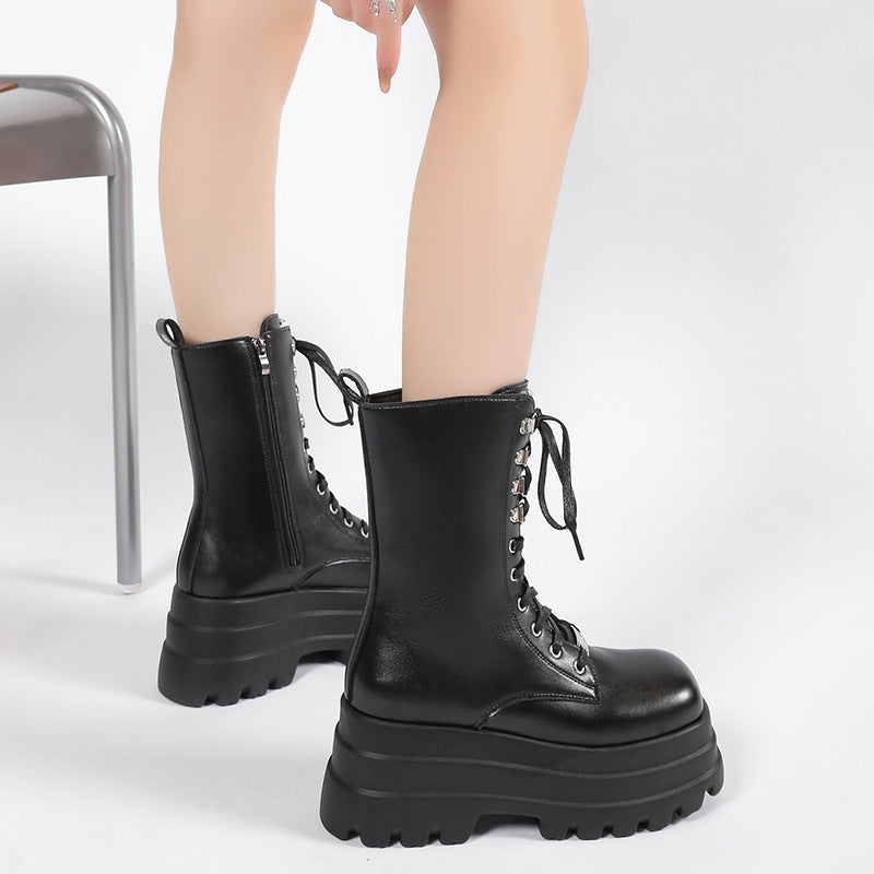 Chain mid-tube martin boots