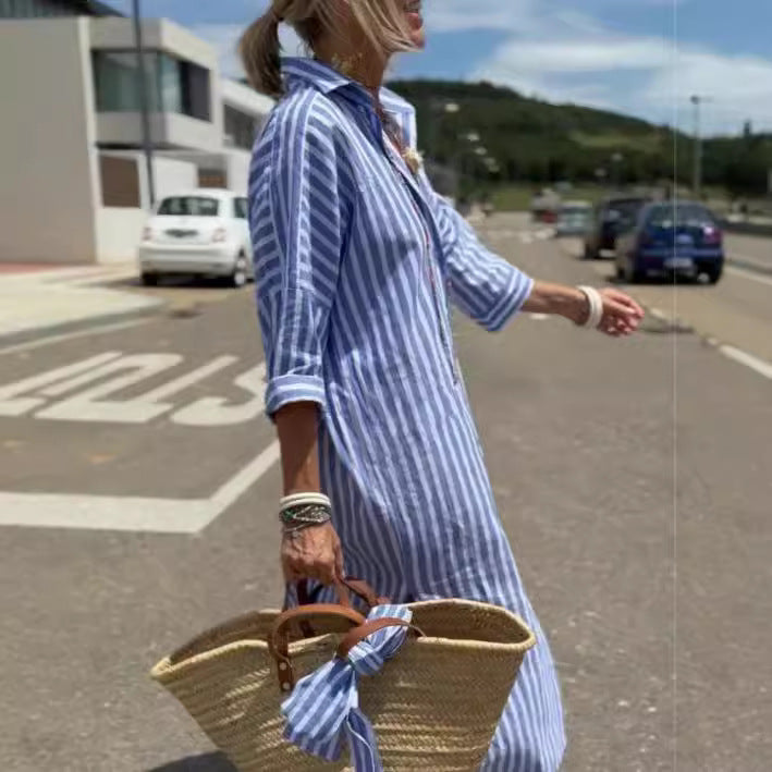 Striped split shirt skirt