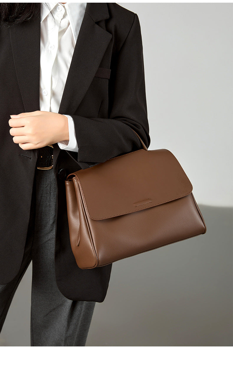 Leather tote large capacity messenger bag