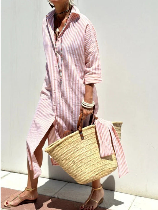 Striped split shirt skirt