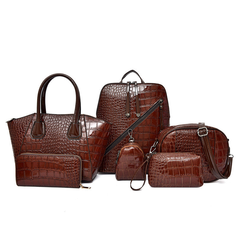 Crocodile pattern six-piece child and mother bag