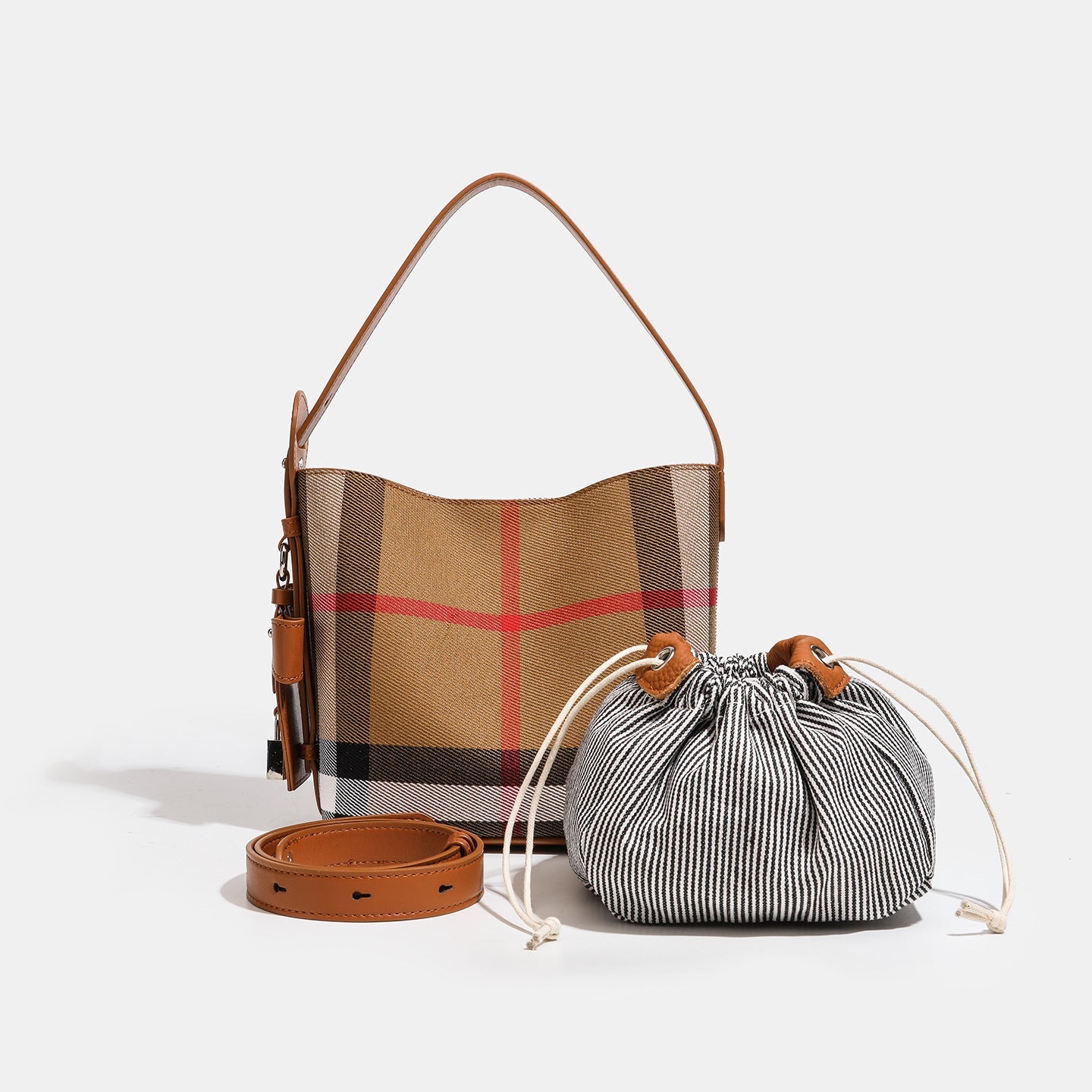 Fabric bucket portable shoulder bag