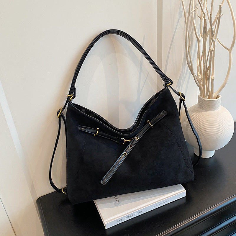 Suede tote shoulder messenger bag