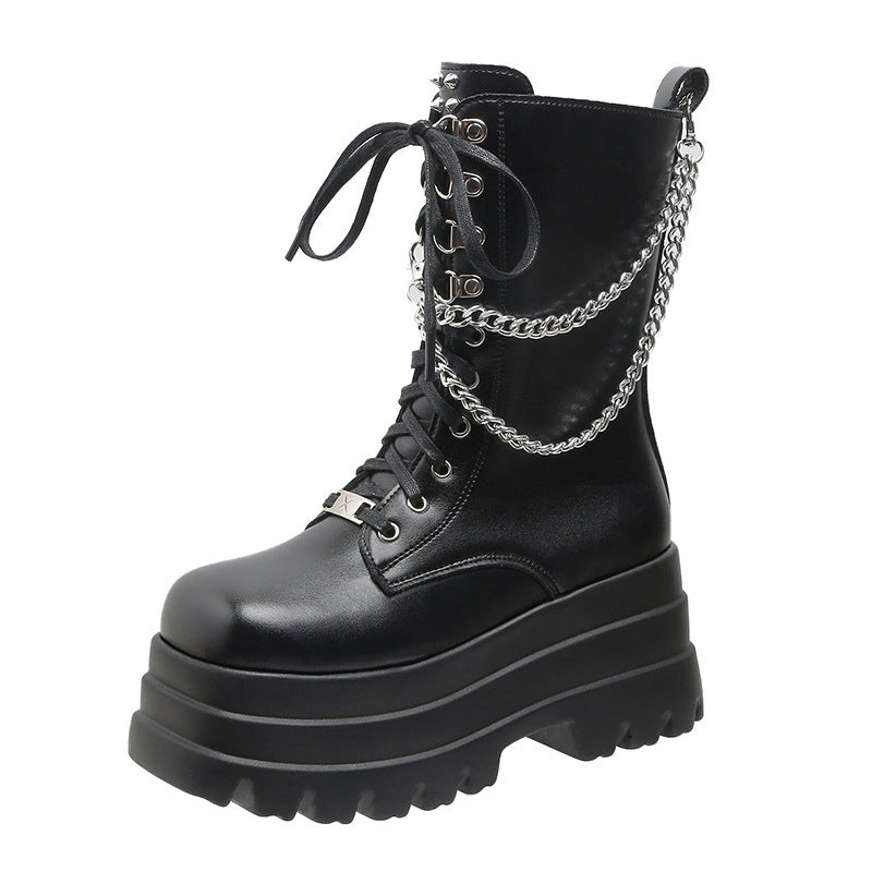 Chain mid-tube martin boots