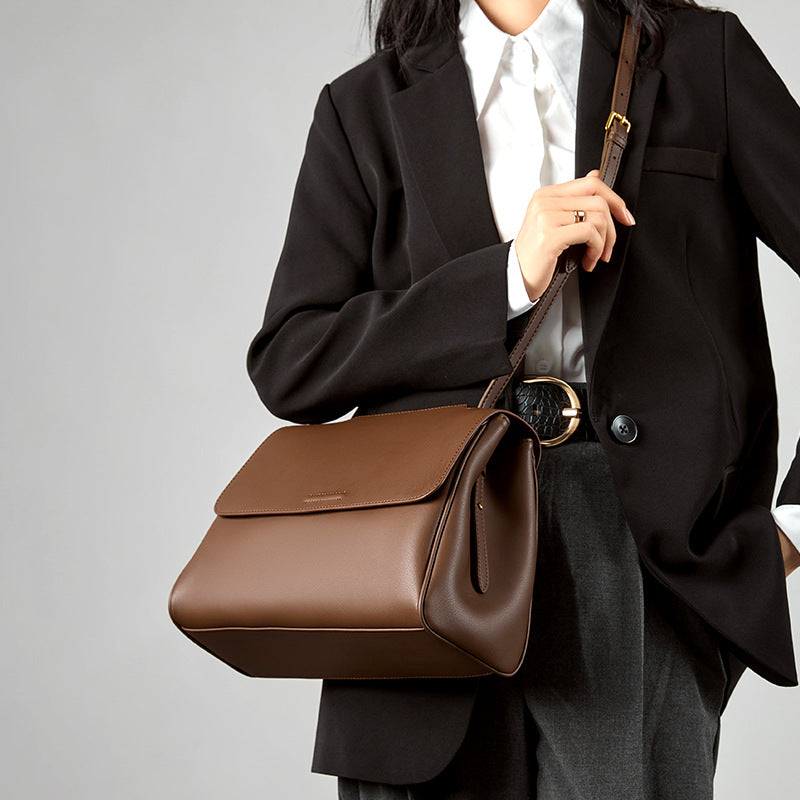 Leather tote large capacity messenger bag