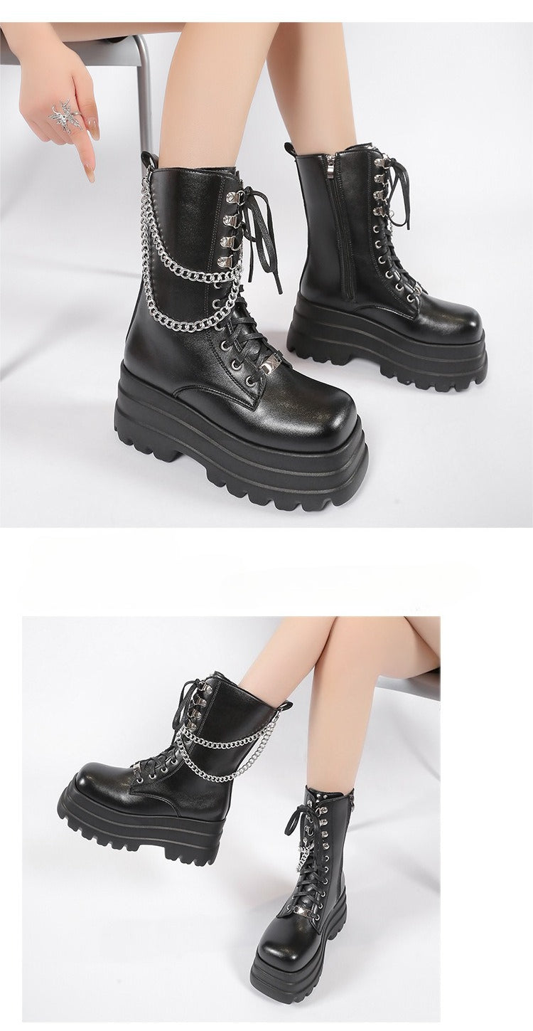 Chain mid-tube martin boots