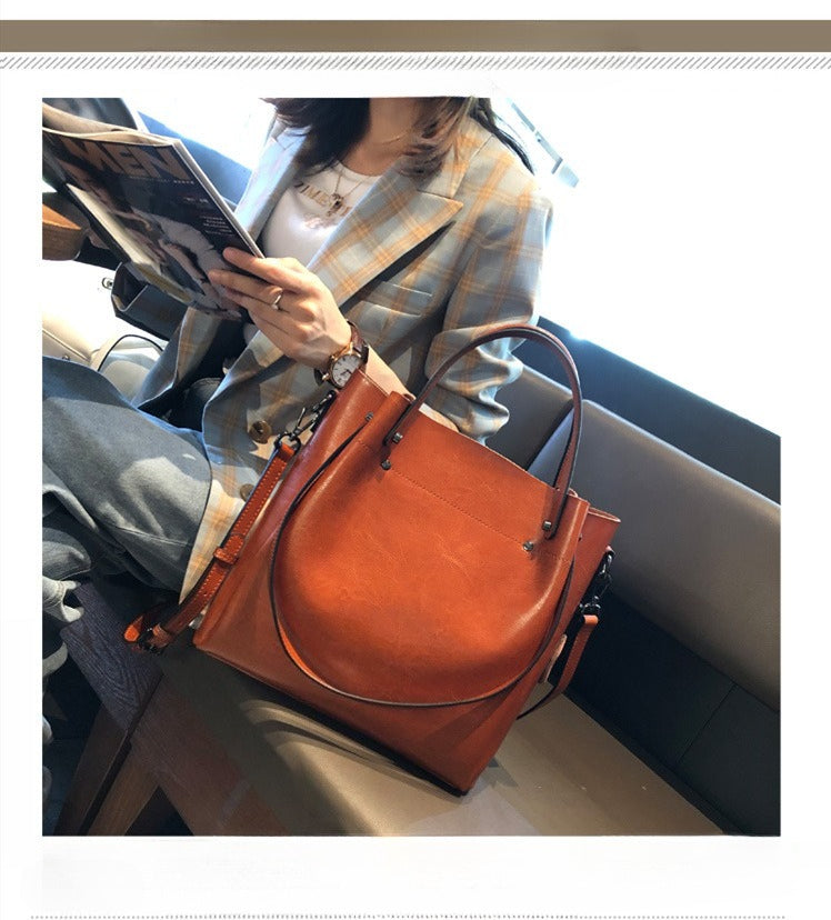 Leather Versatile Underarm Tote Bag