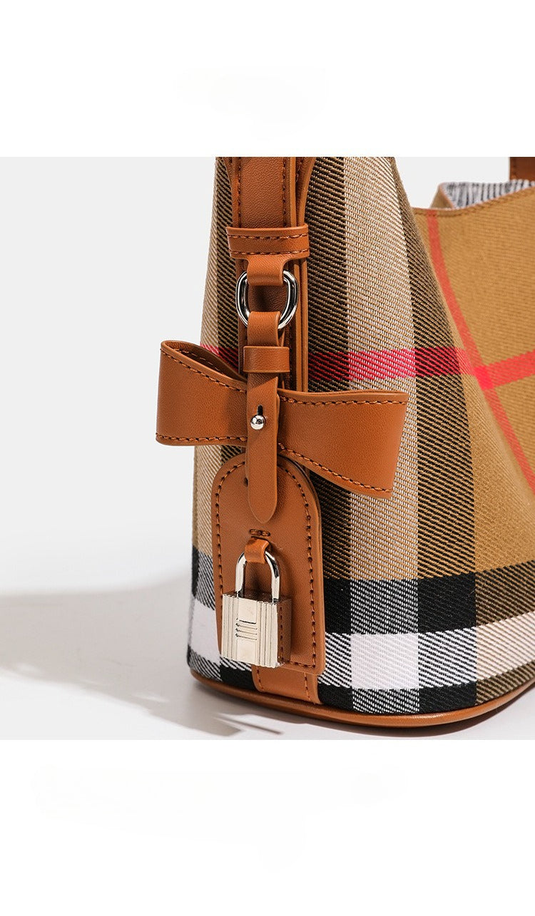 Fabric bucket portable shoulder bag
