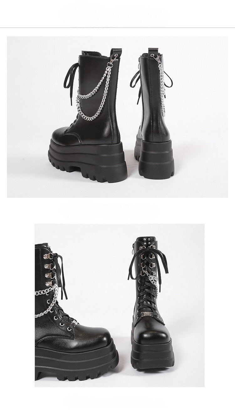 Chain mid-tube martin boots