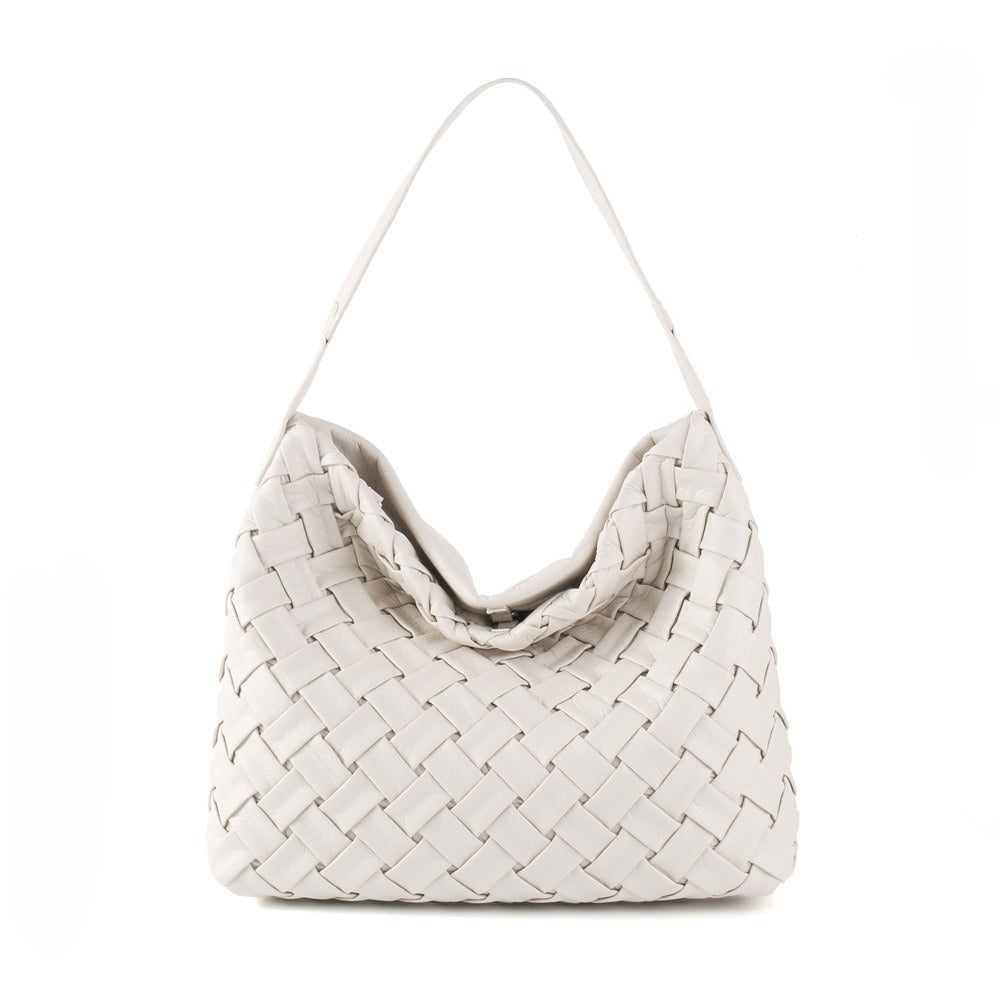 Portable soft leather shoulder tote bag