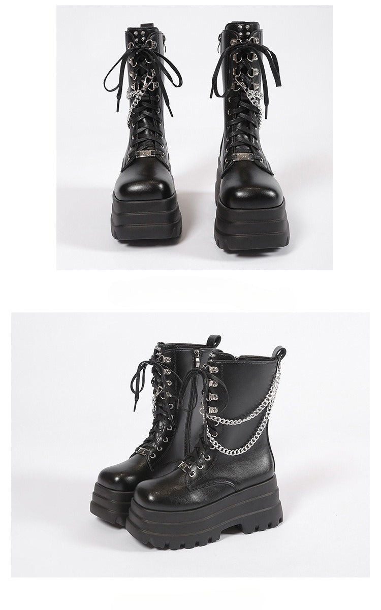 Chain mid-tube martin boots