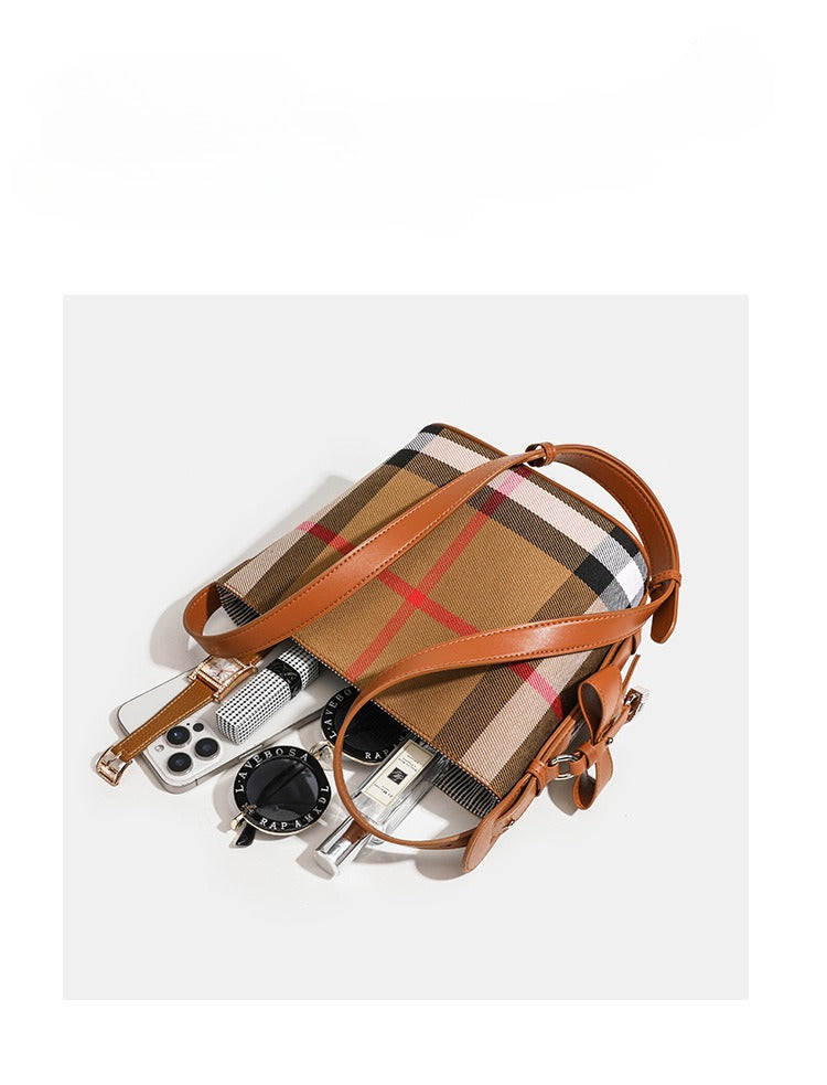Fabric bucket portable shoulder bag